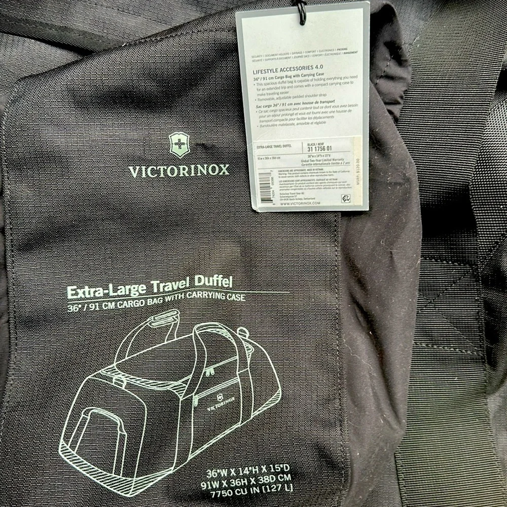 Victorinox Extra-Large 36” Travel Duffel Bag / Noir 31 1756 01